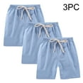 thumbnail image 4 of 3PC Toddlers Boys Girls Cotton Linen Shorts Pants Kids Solid Color Loose Casual Shorts Elastic Waist Girls Boy Shorts, 4 of 7