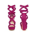 thumbnail image 5 of BLISSFUL STEP Platform Lace Up Block Heels Sandals for Women Hot Pink 7, 5 of 6
