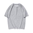 thumbnail image 3 of LNMQLPDBS Kids T Shirts Short Sleeve Crewneck Solid Color Tops Drop Shoulder Basic Layering Breathable Tees Tween Girls Trendy Clothes Casual Loose Oversized Shirt ﻿ Grey 4-5 Years, 3 of 3