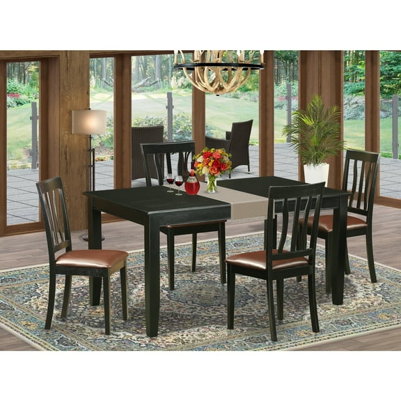Retro Dinette Set - 7 Piece Table & Chair Set - Asian Hardwood Dining Room Furniture