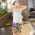 thumbnail image 5 of Yellow Purple Leopard Pattern Athletic Shorts Breathable with Comfort Fit Drawstring Casual Sweatshorts Medium, 5 of 9
