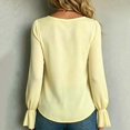 thumbnail image 4 of WCJM Women's V Neck Chiffon Blouses Long Sleeve Shirts Front Loose Fit Casual Elegant Tops For Daily Occasions, 4 of 6