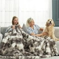 thumbnail image 4 of Denhf Faux Fur Throw Blanket, Soft Cozy Thick Bubble Blanket, Fluffy Plush Blanket for Couch, Sofa, Bedroom and Living Room, Fuzzy Blanket, 28" x 40", Green, 4 of 9