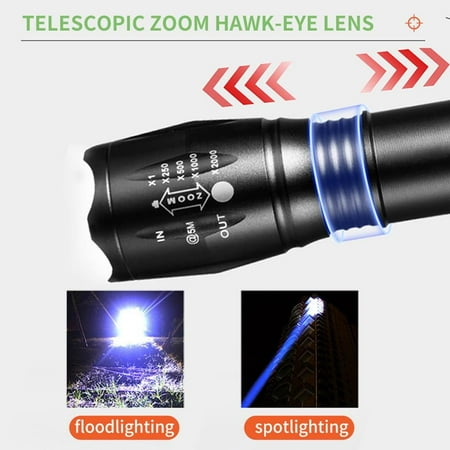 TRAHOO-Two-in-one Flashlight with White Light and Blue LightBlue Flashlight RechargeableOutdoors Zoom Blood Light for Observation Flashlight 2 Modes.