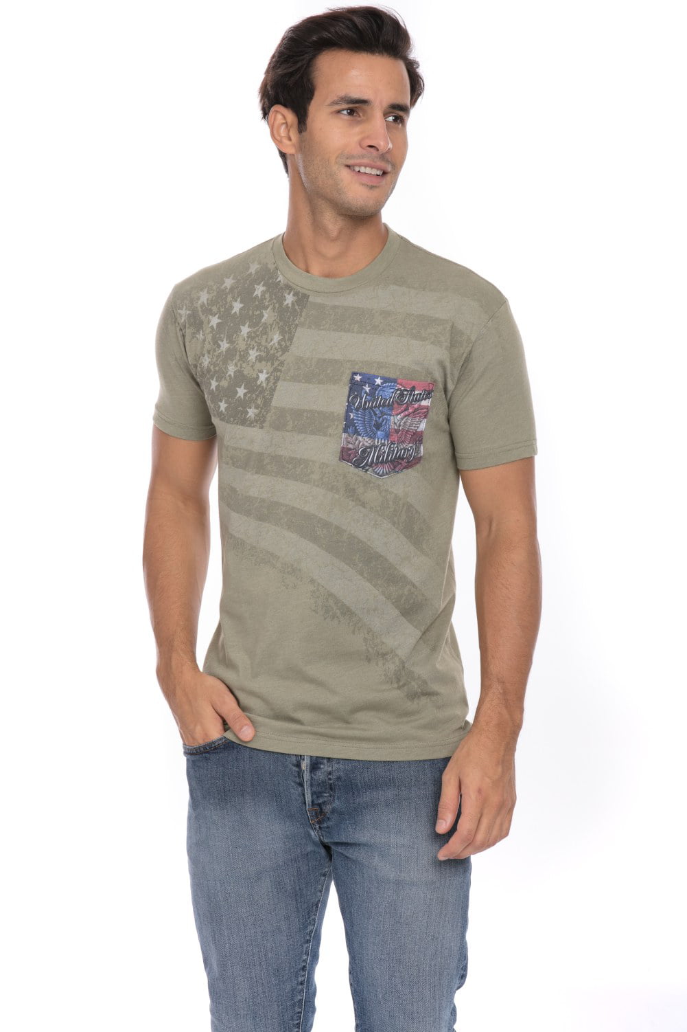 US United States American Flag Military Pride Soft T-Shirt Tee Printed ...