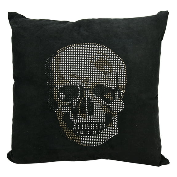Mina Victory Sofia Rhinestone Skull Black 18" x 18" Area Rug, (18x18)