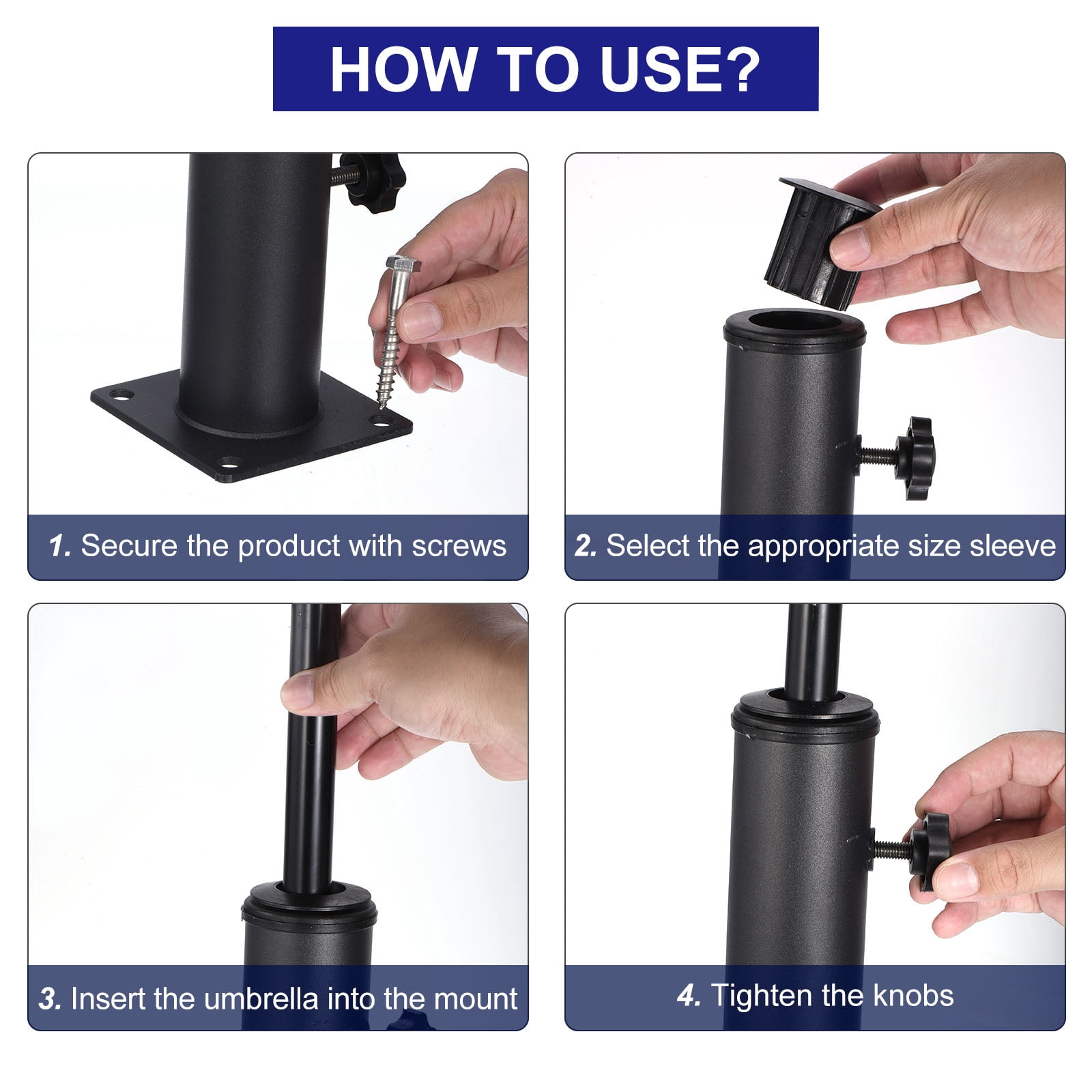 Deck Umbrella Mount Outdoor, 2.16" Diameter Windsock Pole Base Bracket Deck Mount Umbrella Holder