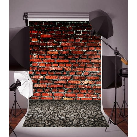 Image of 5x7ft Brick Backdrop Photography Backdrops Weathered Red Brick Wallpaper Grunge Gloomy Vintage Floor Rustic Retro Background Children Kids Adults Photo Studio Props
