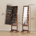 thumbnail image 2 of Freestanding Armoire Jewelry Cabinet Lighted Mirror Angle Adjustable 16 LED Lights Rustic Brown, 2 of 6