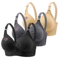 thumbnail image 1 of Puntoco Sujetadores para mujer sin aros de encaje con flores fruncidas para mujer, ropa interior de uso diario de talla grande sin aros, 1 of 4