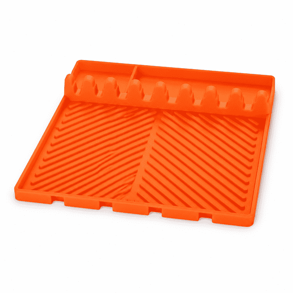 PLERISE Silicone Tools Mat for Griddle Kitchen Counter, Drip Pad for BBQ Flat Top Grill Smoker, Orange, 1 Count