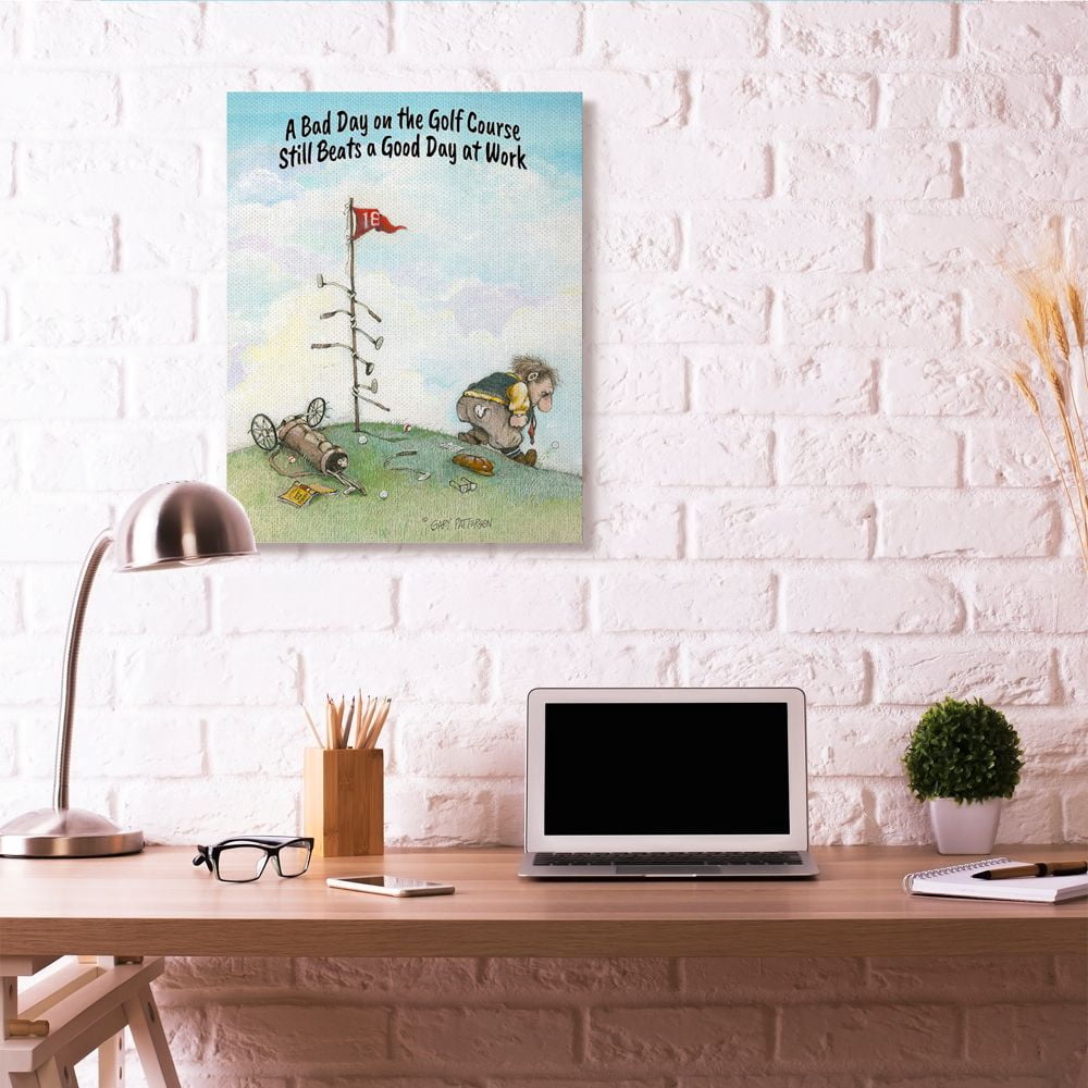 Bad Golf Beats Good Work Funny Cartoon Golf Sports Design XXL Stretched Canvas Wall Art by Gary Patterson