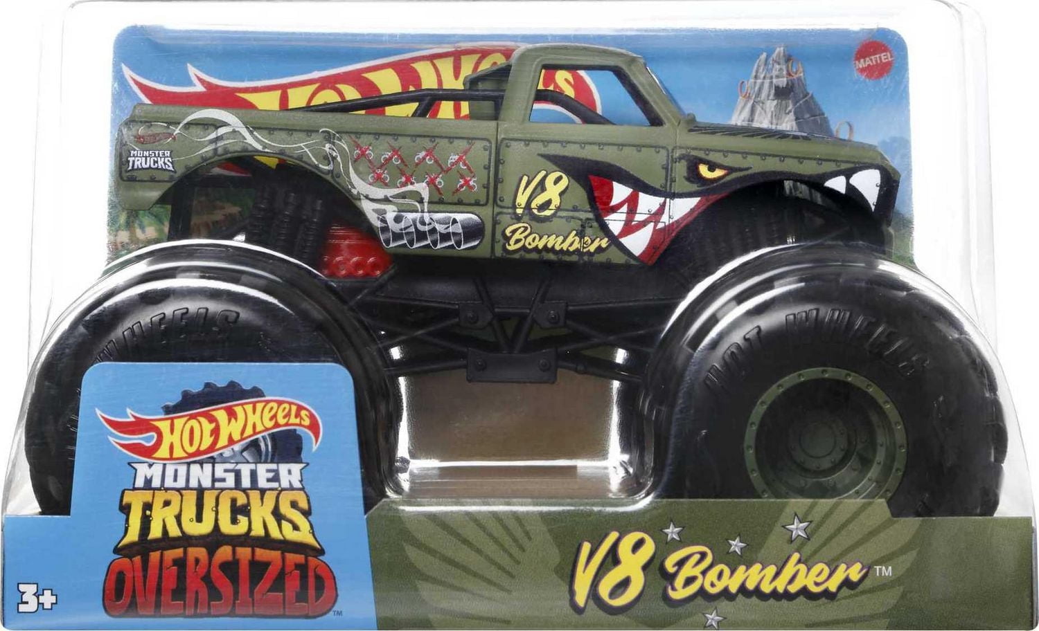 Véhicule V8 Bomber Green Hot Wheels Monster Trucks à l’échelle 1:24