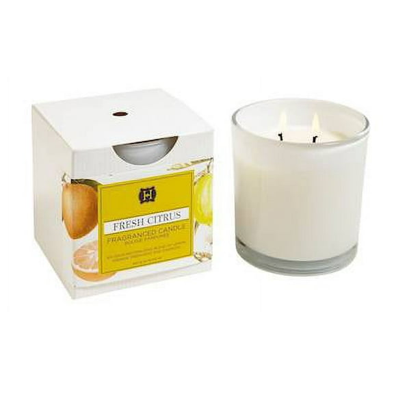 FRESH CITRUS Hillhouse Naturals 12 oz White Glass 2-Wick Scented Jar Candle