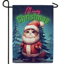 America Forever Meowy Christmas Garden Flag, 12.5 x 18 inch Double Sided, Christmas Cat Santa Banner, Orange Tabby Holiday Winter Outdoor Decor, Festive Pet Yard Flag
