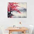 thumbnail image 2 of Nawypu  Traditional Chinese Painting Pink Plum Blossom Canvas Wall Art Modern Black and White Landscape Artwork, 2 of 4