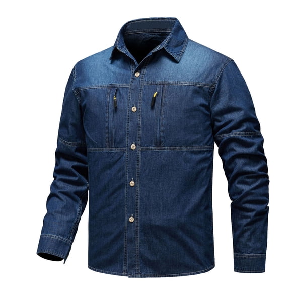 Men Coats Vintage Shirt Cotton Denim Shirt Shirt Long Sleeve Long Sleeve T Shirt Classic Stylish Business Overcoat