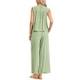 thumbnail image 3 of INSPIRE CHIC Casual 2 Piece Sets for Women Summer Pants Suits Lightweight Pleated Tank Top Drawstring Wide Leg Outfits XS Light Green, 3 of 6