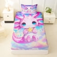 thumbnail image 3 of Erosebridal Cartoon Pink Axolotl Twin Sheet Sets,Colorful Sky Galaxy Starry Night Bedding 3pcs, 3 of 6