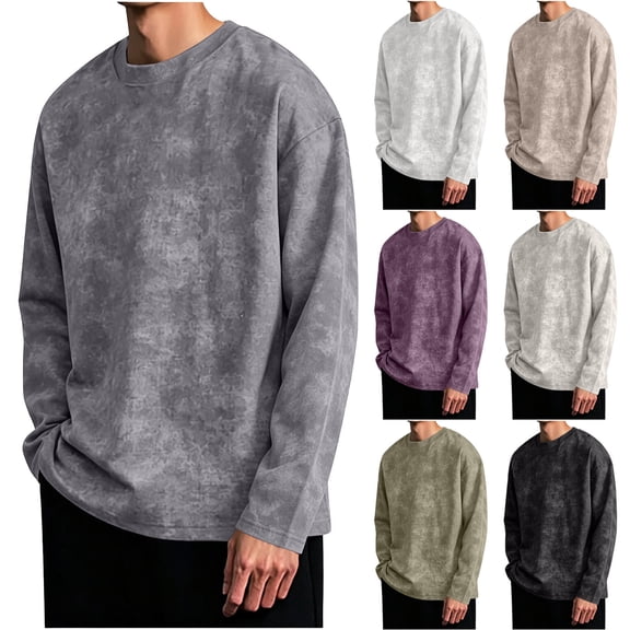 T Shirts For Men Vintage Pullover Performance Tops Big & Tall Long Sleeve Printed Basic Shirts for Work Athletic Outdoor Sport Streetwear