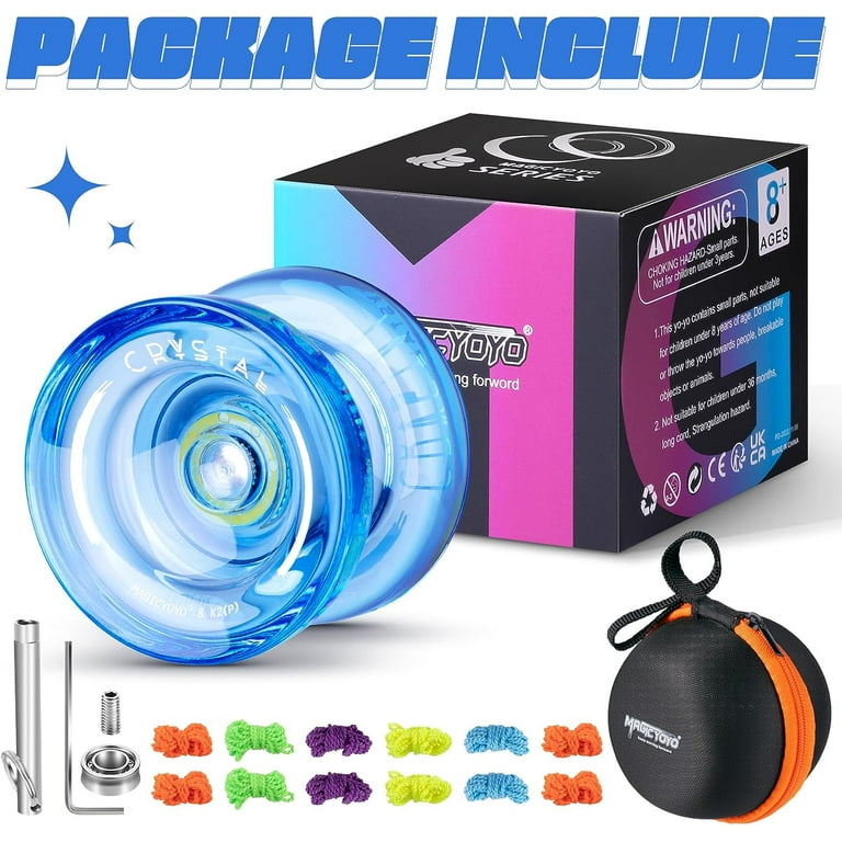 MAGICYOYO K2 - Yoyo de plástico sensible para niños principiantes Yoyo con  guante Yoyo, bolsa de almacenamiento Yoyo, 12 cuerdas Yoyo, azul lago