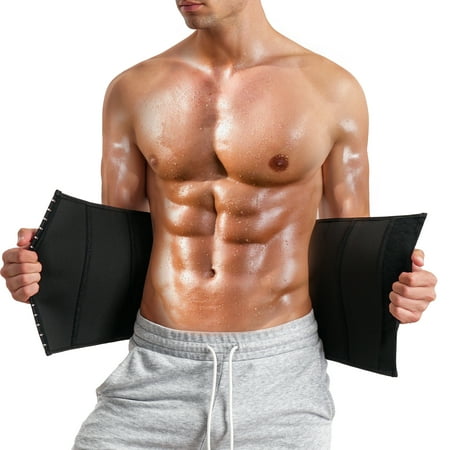 

Nebility Men Waist Trainer Belt Fitness Fat Burner Trimmer Band Back Support Workout for Body Weight Loss(Black Small)