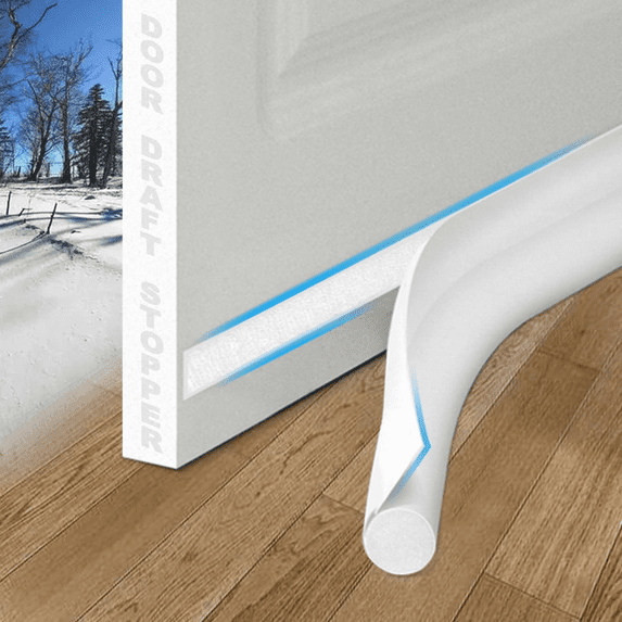 Under Door Draft Stoppers 36 Inch White Door Draft Blocker Sound Proof Draft Guard for Bottom of Doors Seal Gap Reduce Noise, Cold Air, Dust, Smoke, Wind/Breeze Underdoorseal Door Sweep