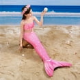 thumbnail image 6 of 【Uhome】3-12Y Girls Mermaid Bathing Suit 3PCS Cute Ruffle Bikini Swimsuits with Fish Tail Kids Beach Swimwear, 6 of 8