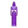 thumbnail image 4 of Lejafay Robe Maxi à Manches Longues Transparente pour Femmes, Fente Haute, à Capuche, Robe de Couverture Transparente Violette 3TG, 4 of 5