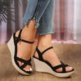 thumbnail image 5 of Viluyesy Womens Espadrilles Sandals, Open Toe Adjustable Strap Wedge Thick Sole 2026 Summer Casual Dressy Shoes Black US9, 5 of 9