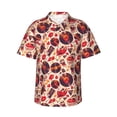 thumbnail image 1 of Balery Skull rock record music heart Camisas hawaianas de manga corta para hombre, camisas playeras de corte holgado, camisas de vacaciones con botones,XX-Large, 1 of 7