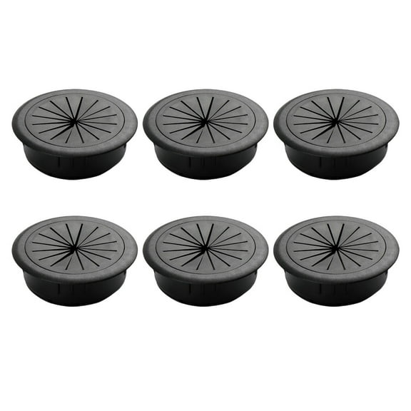 6Pcs Desk Cable Wire Grommet for Computer Desk Black ABS Material Keeps Desktop Clean