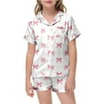 thumbnail image 2 of Jamsmile Toddler Girls Pajamas Valentine'S Day Pink Bow Print Short Sleeve Shirts + Shorts Soft Home 2Pcs Pjs, 2 of 4