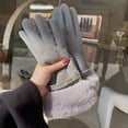 thumbnail image 4 of Gloves women's winter high-grade wool wool gloves thickened sweet riding gloves driving touch screen gloves, 4 of 5