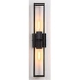 thumbnail image 2 of Two Bulb Metal Frame Wall Scones Square Symmetrical Structured Rectangular Vanity Wall Light Bathroom Gallery Entry Salon (Black), 2 of 5