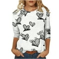 thumbnail image 2 of Hauts pour Femmes T-Shirt à Manches 3/4 à Imprimé Cœur de la Saint-Valentin à Col Rond Noir m, 2 of 6