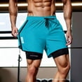 thumbnail image 5 of Men's 2 in 1 Gym Workout Shorts, Quick Dry Athletic Outdoor Shorts with Liner, Breathable Performance Running Shorts, Elastic Waistband Compression Training Trunks Activewear Bottoms, 5 of 7