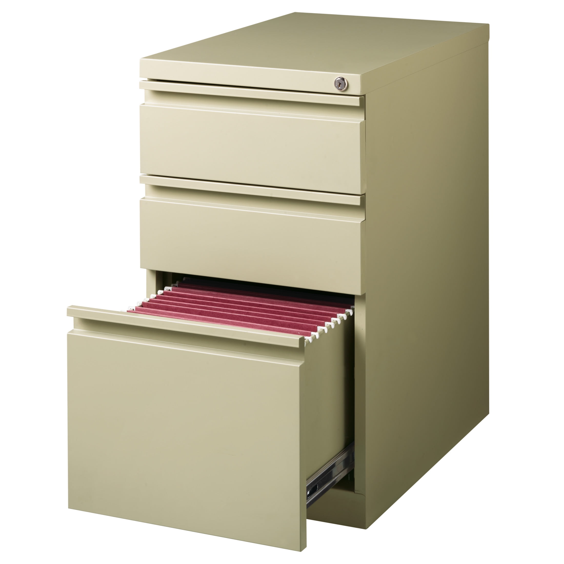 Hirsh 23" Deep Mobile Pedestal File Cabinet 3 Drawer Box-Box-File, Letter Width, Putty