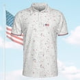 thumbnail image 3 of White USA Splatter Polo Shirt for Men Women American Golf Shirt Short, 3 of 7