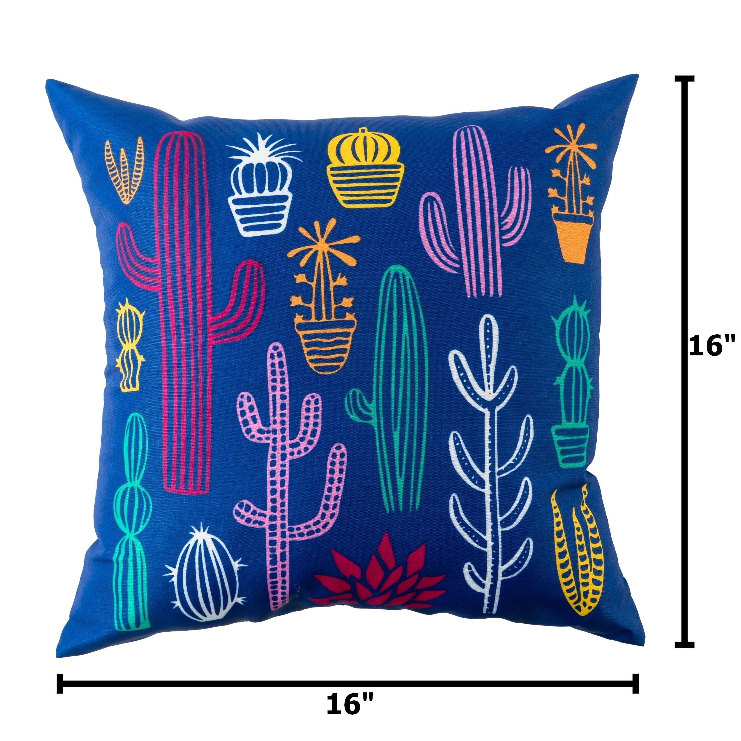 Mainstays SW Cactus Reversible Outdoor Throw Pillow 16 Inch Multicolour Novelty