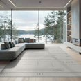 thumbnail image 2 of ODIKA 6'x9' Khaki Looped Design Washable Area Rug Modern Geometric Lines and Arcs Pattern for Dining Room, Under Table, Office Décor, Non-Slip Chair-Friendly, 2 of 7