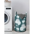 thumbnail image 3 of Floral Laundry Bag, Hand Drawn Blossoming Flowers Retro, Hamper Basket with Handles Drawstring Closure for Laundromats, 13" x 19", Pale Blue Dark Teal, by Ambesonne, 3 of 4