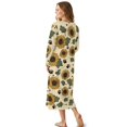 thumbnail image 2 of SEANATIVE Women's Soft Sleep Dress Cozy Long Sleeve Nightgown Button Front Sleep Shirt Full-Length Bedroom Loose Loungewear House Coat, XL, Sunflower Paw Retro, 2 of 7