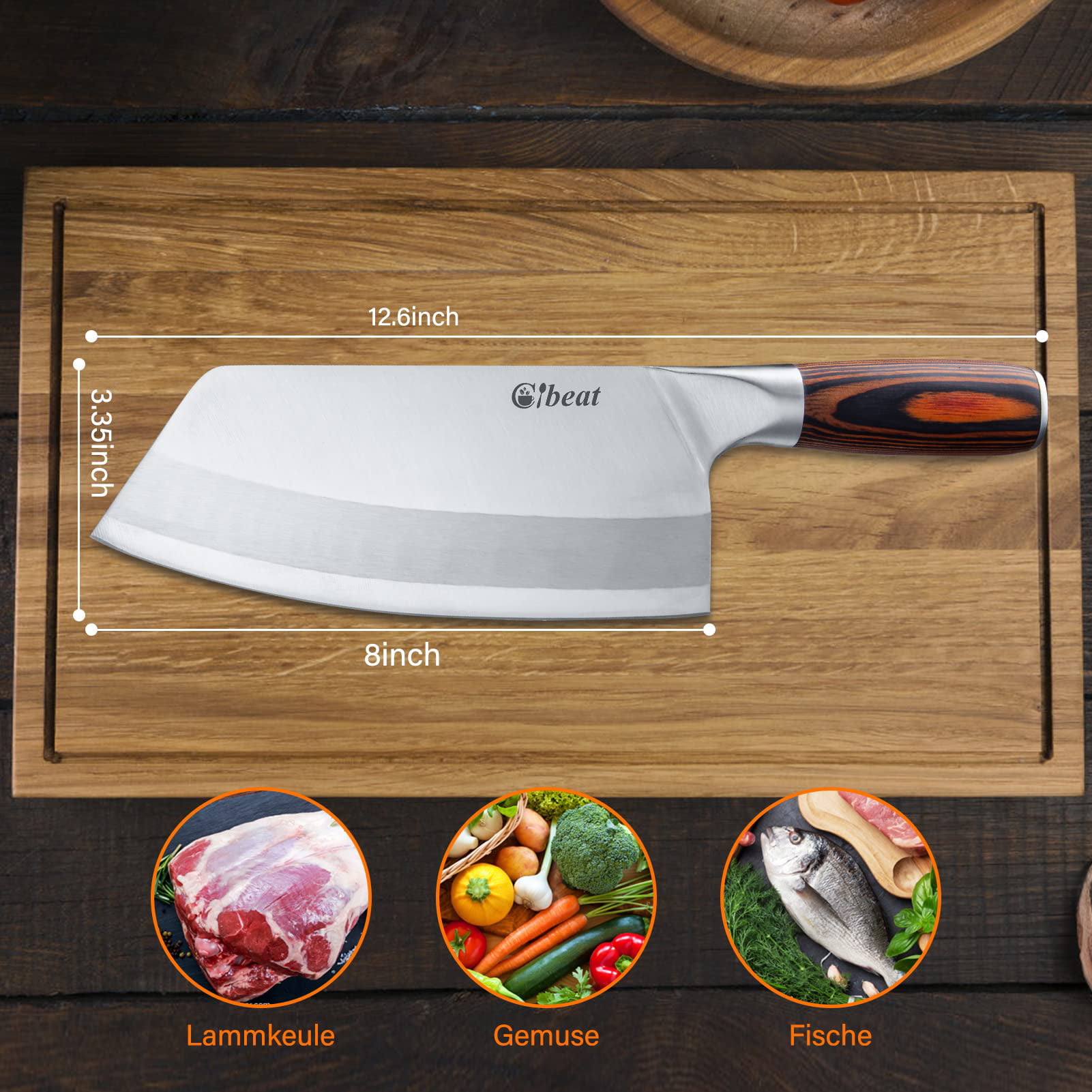 Gourmetop Chinese Vegetable Knife Meat Cleaver Knife for Kitchen Cooking,  Professional Chinese Chef Knife with Anti Slip Wooden Handle - Yahoo  Shopping