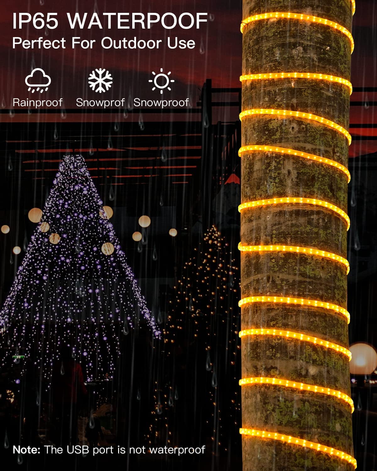GooingTop Christmas Lights Outdoor, 33Ft 100 LED Rope Lights with 16 Colors,Fairy Lights Plug in with 12 Modes Remote Control for Halloween Christmas Indoor Outdoor Decoration