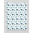 thumbnail image 1 of Whale Tapestry, Different Types of Swimming Marine Characters in Hand Drawn Style Nautical, Wall Hanging for Bedroom Living Room Dorm Decor, 40W X 60L Inches, Teal Dark Blue White, by Ambesonne, 1 of 2