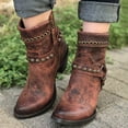 thumbnail image 5 of asdoklhq Womens Casual Shoes,Women Shoes Breathable Chunky High Heels Retro Zipper Short Boots, 5 of 6