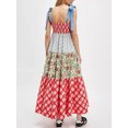 thumbnail image 3 of Women's Printed V Neck Tie Shoulder Cami Dress with Smocked Bodice and Tiered Skirt 100% Polyester All Day Comfort, 3 of 8
