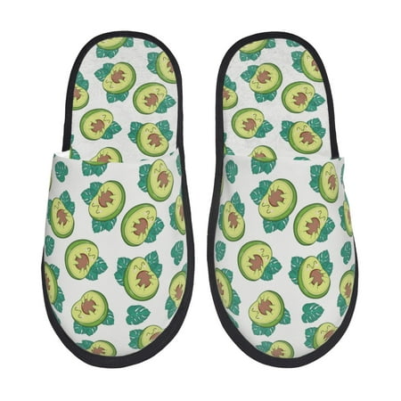 Balery Avocado Sleeping Slient Indoor Furry Fleece Comfort House Shoes Soft Non-Slip Home Shoes Cotton slippers House Slippers-- Medium
