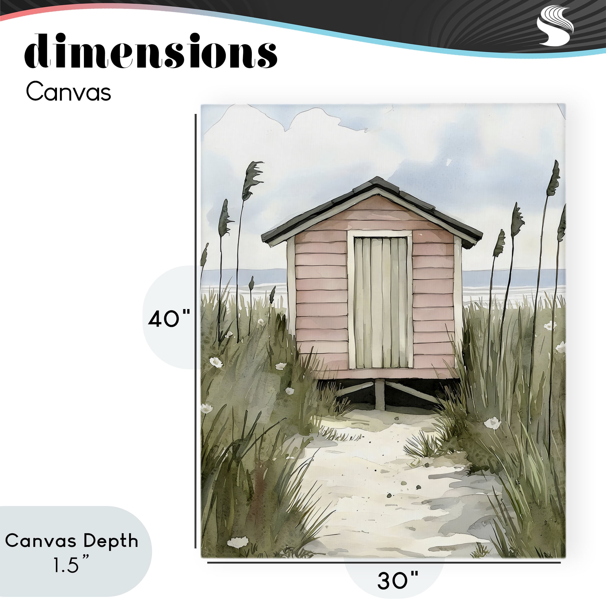 Stupell Industries Coastal Calm Pink Beach Hut Canvas Wall Art, design by Riley B